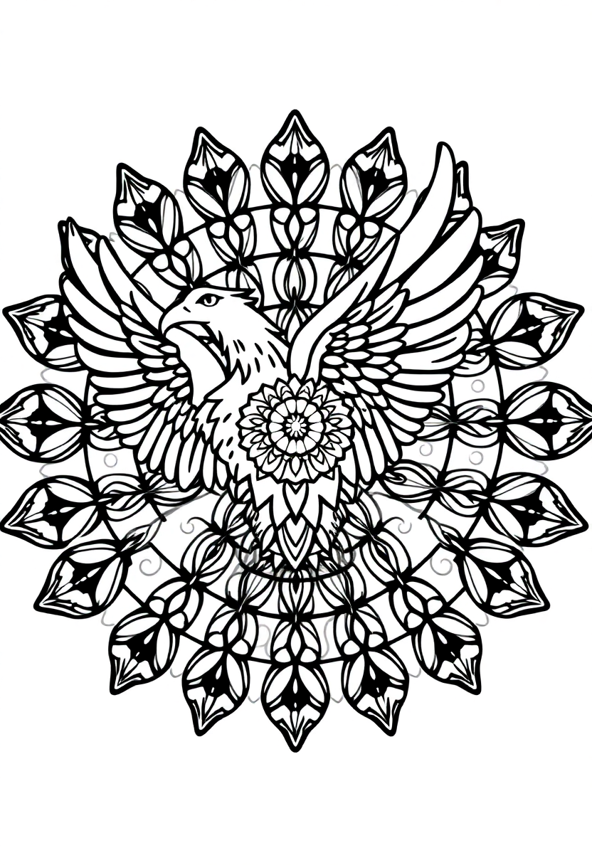 Mandala Eagle coloring page for kids