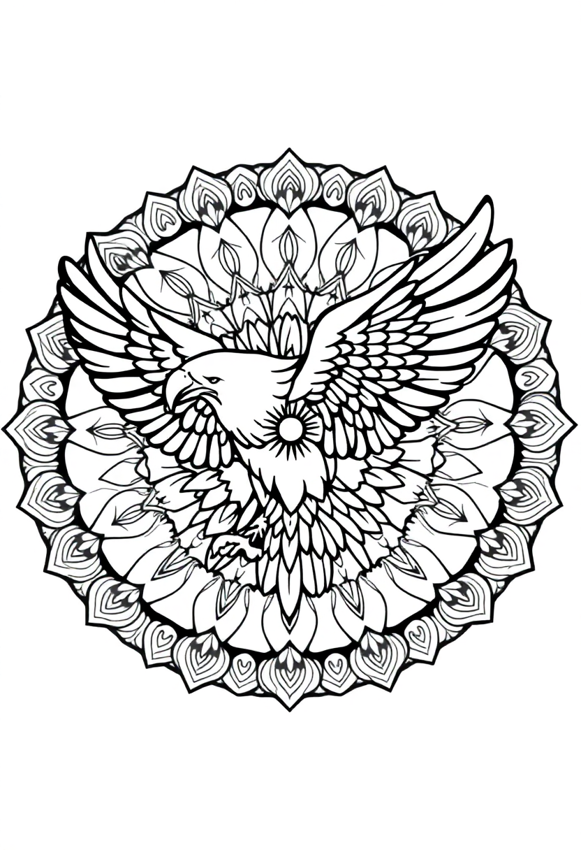 Mandala Eagle coloring page for kids