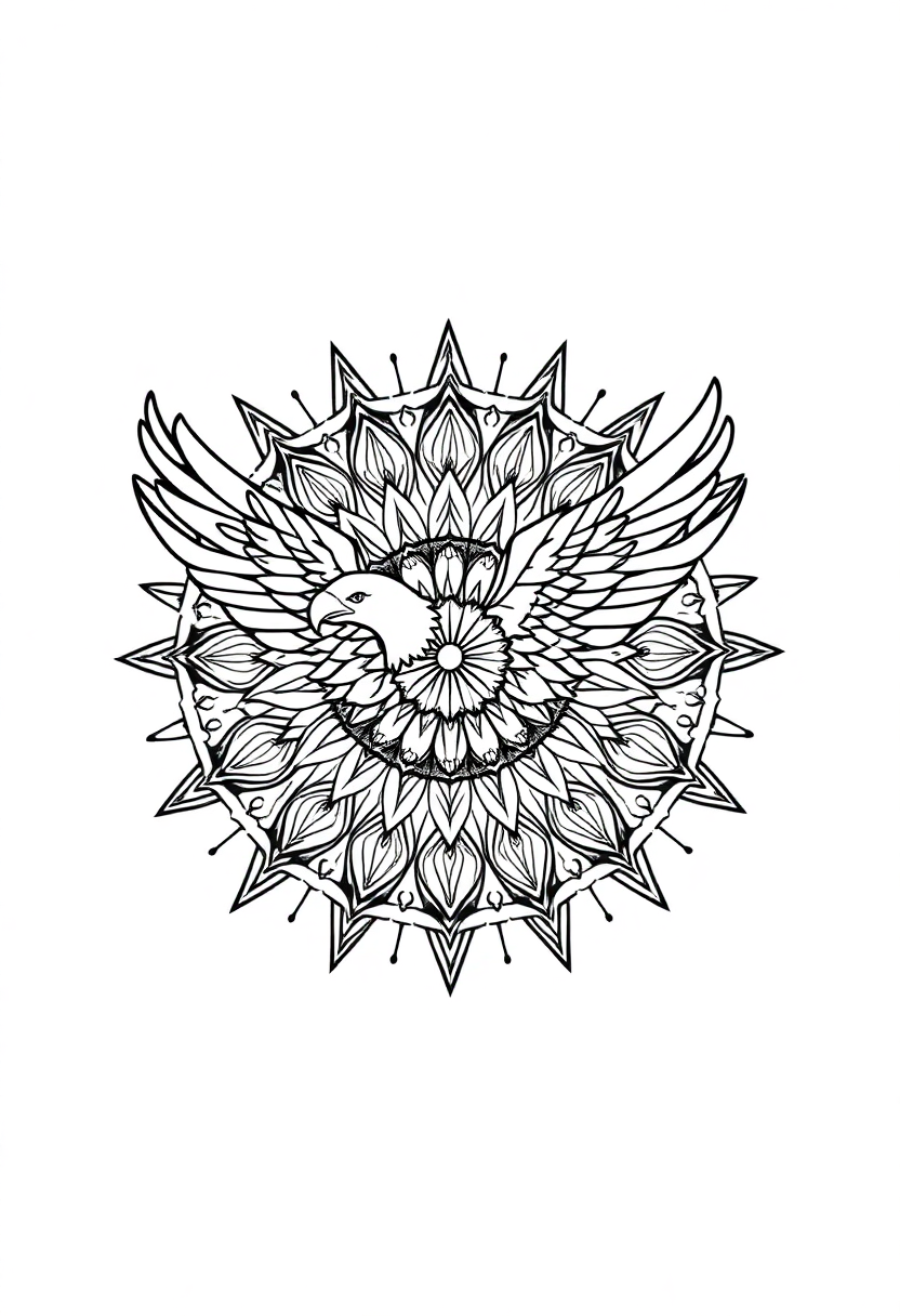 Mandala Eagle coloring page for kids