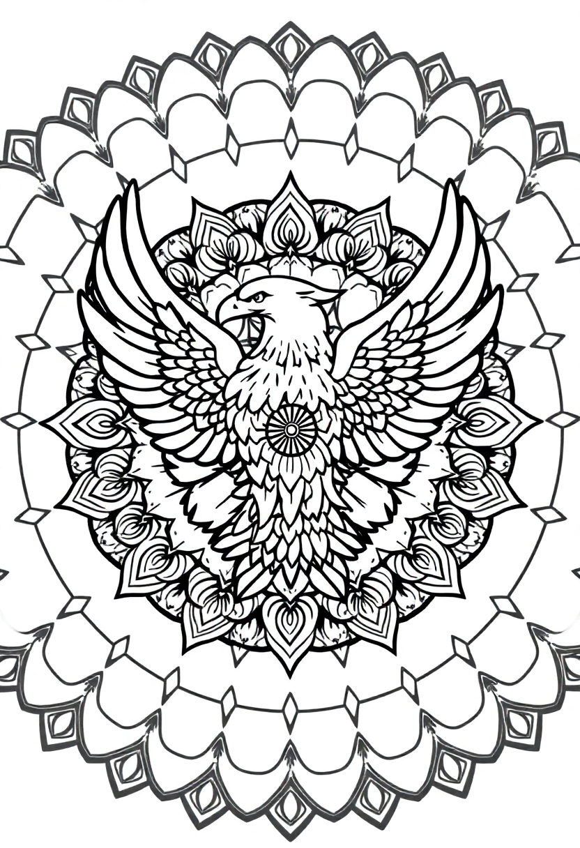 Mandala Eagle coloring page for kids