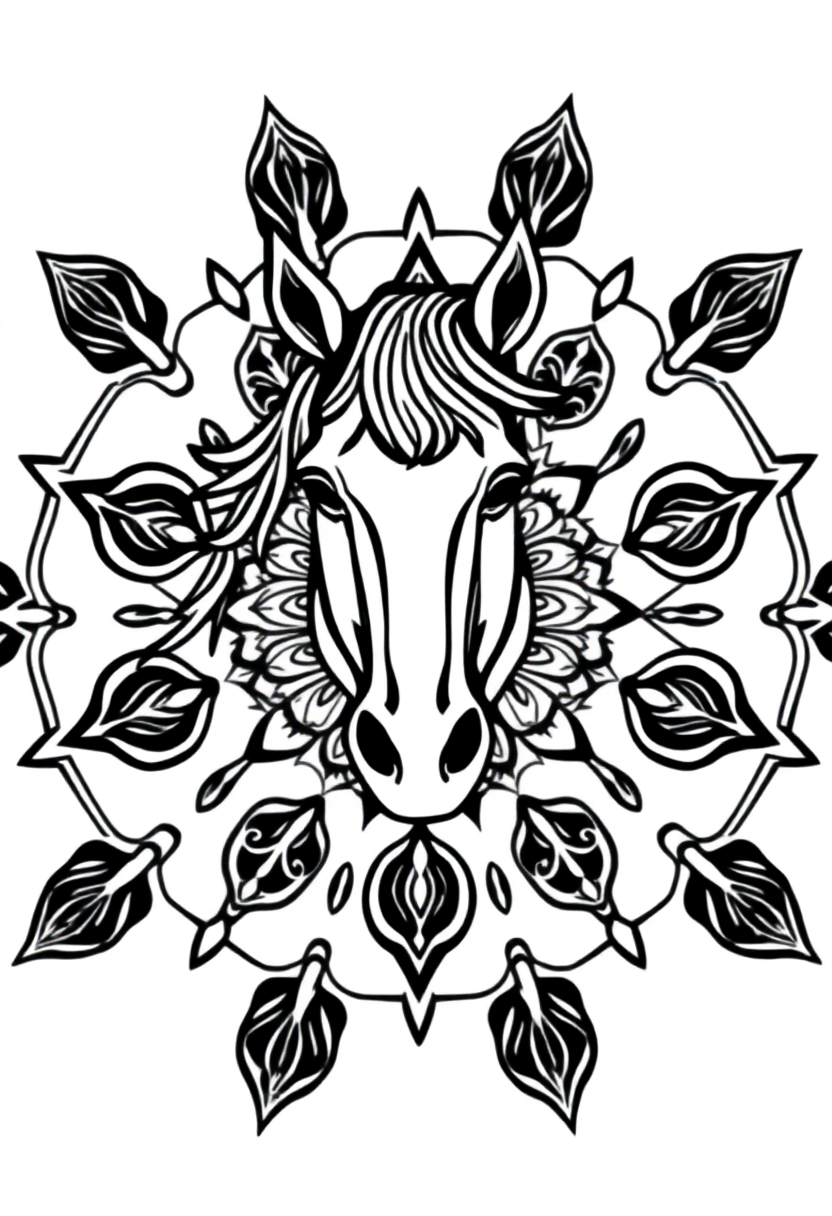 Mandala Horse coloring page for kids