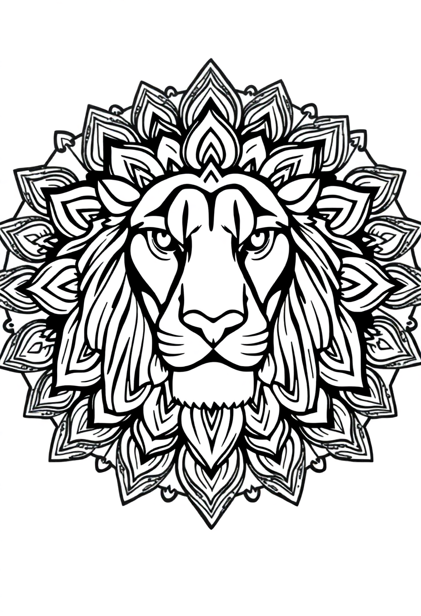 Mandala Lion coloring page for kids
