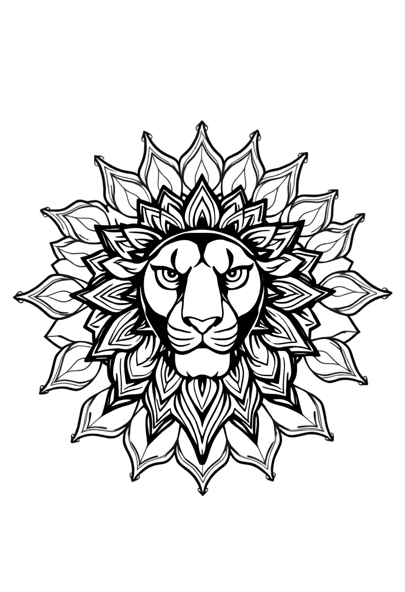 Mandala Lion coloring page for kids
