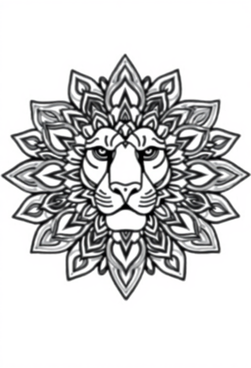 Mandala Lion coloring page for kids