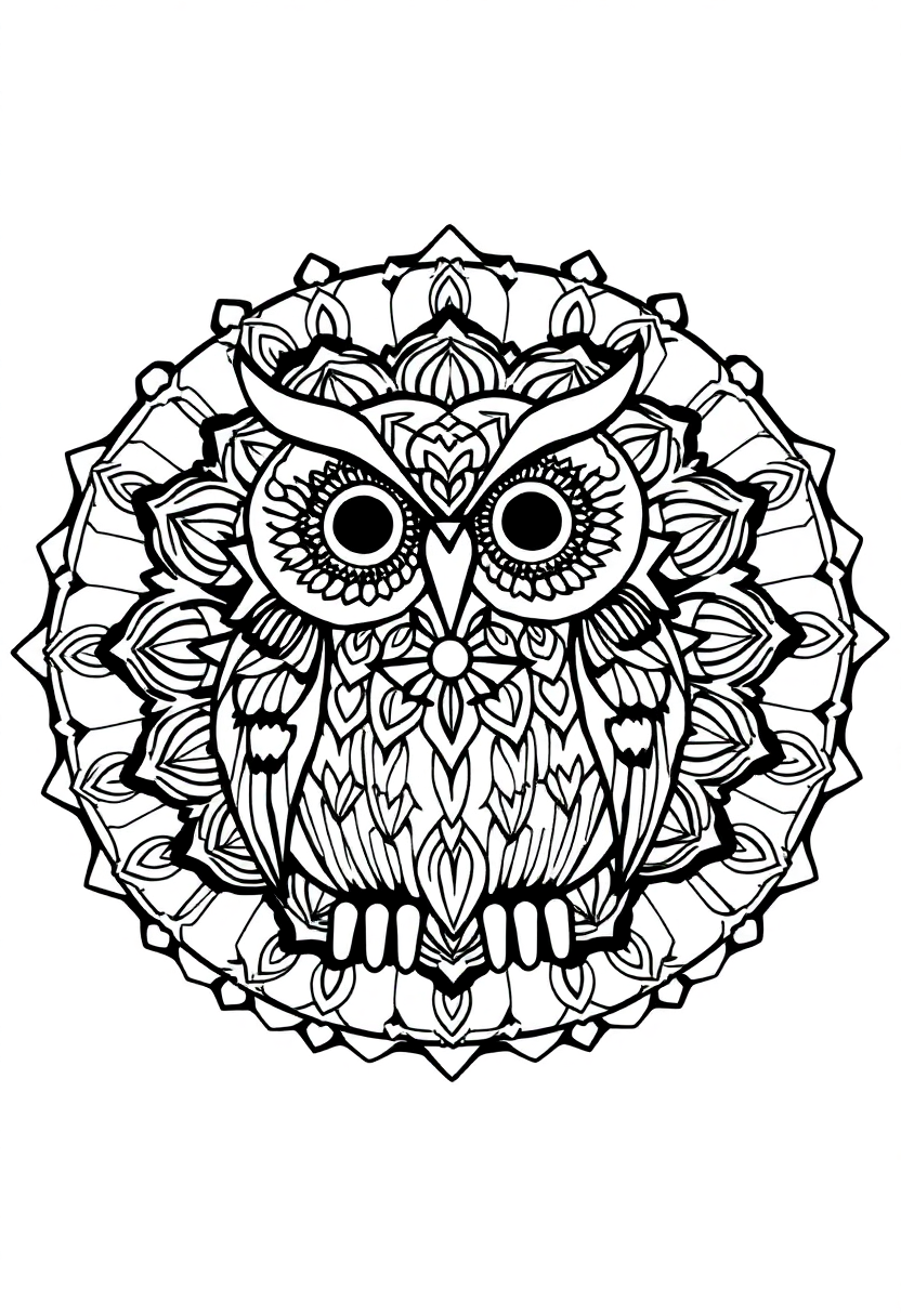 Mandala Owl coloring page for kids