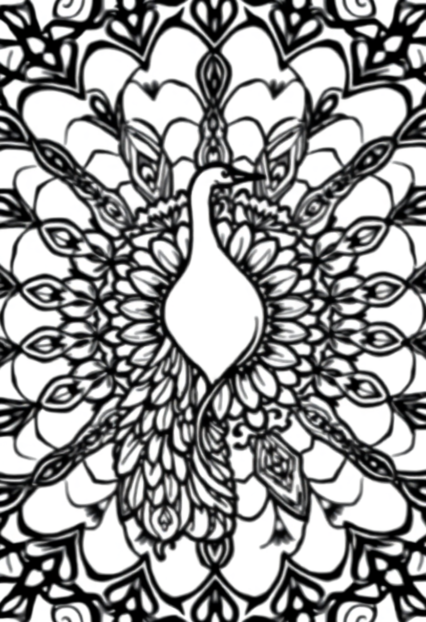 Mandala Peacock coloring page for kids