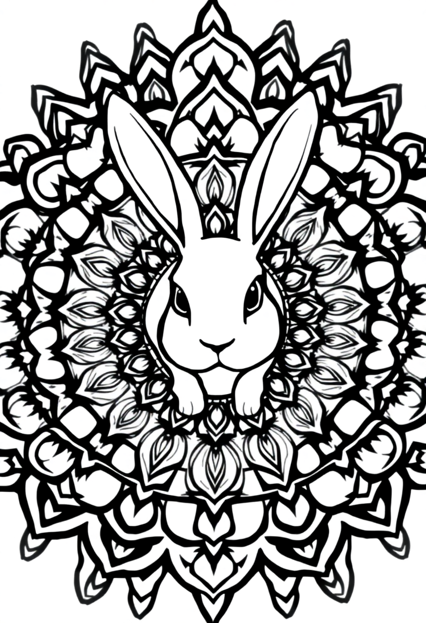 Mandala Rabbit coloring page for kids