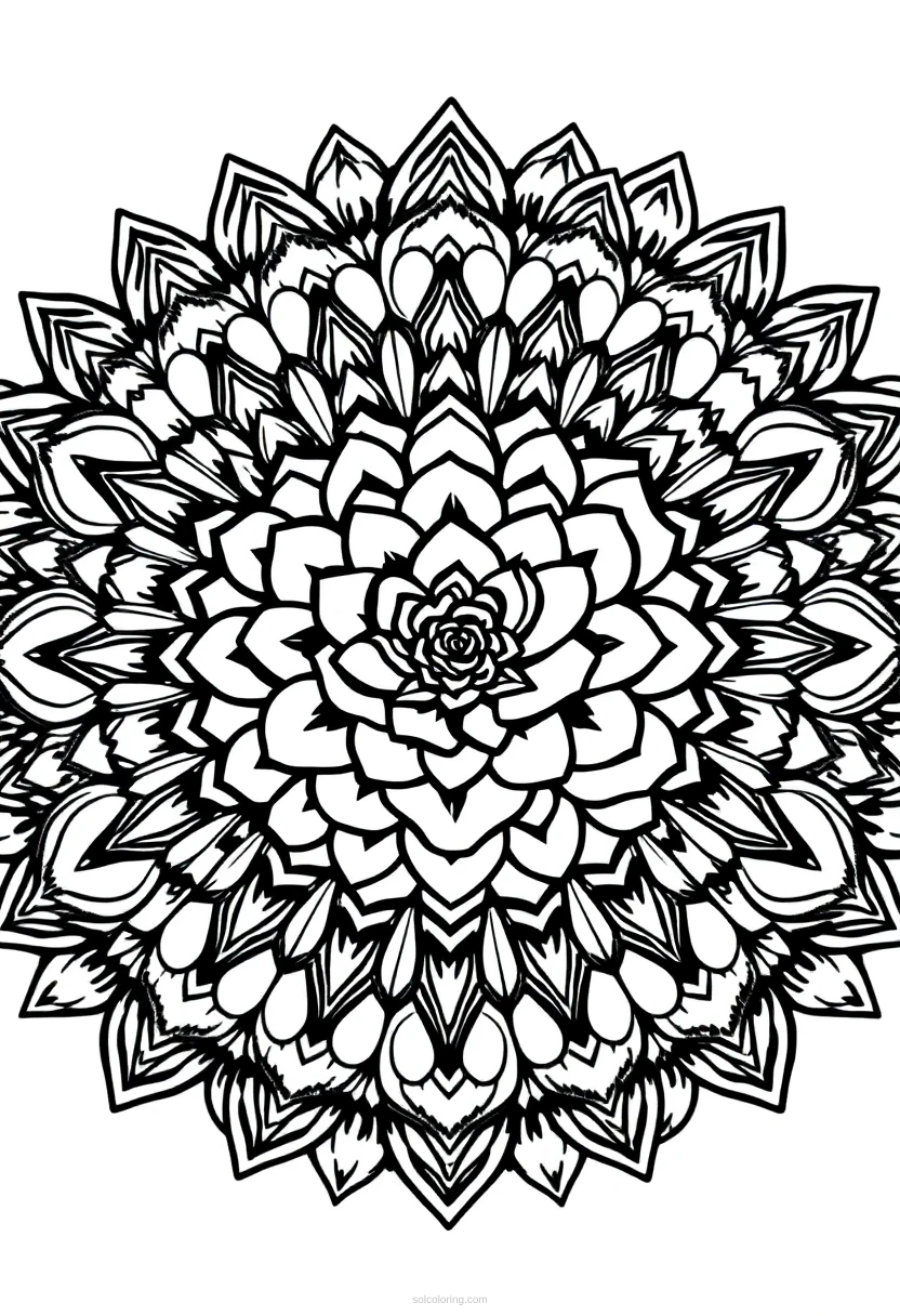 Mandala Rose Garden coloring page for kids