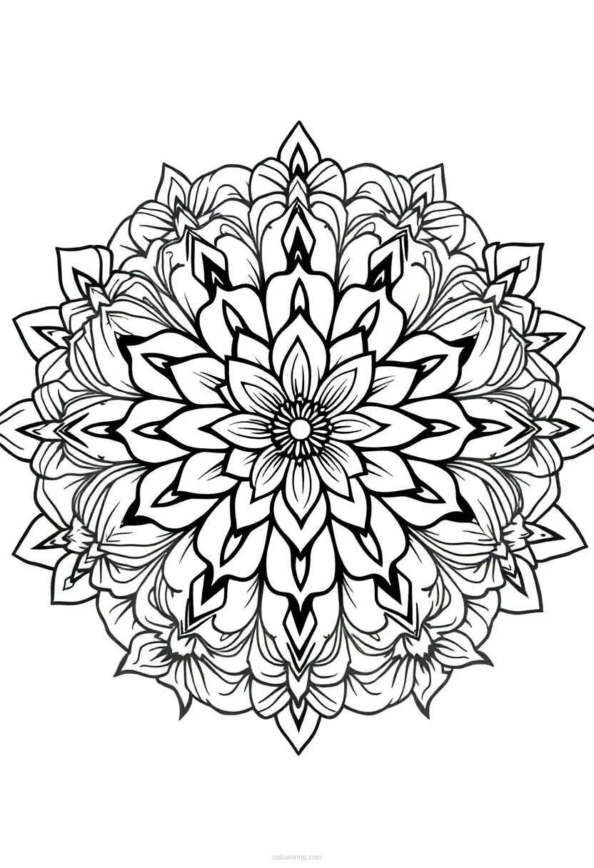 Mandala Rose Garden coloring page for kids