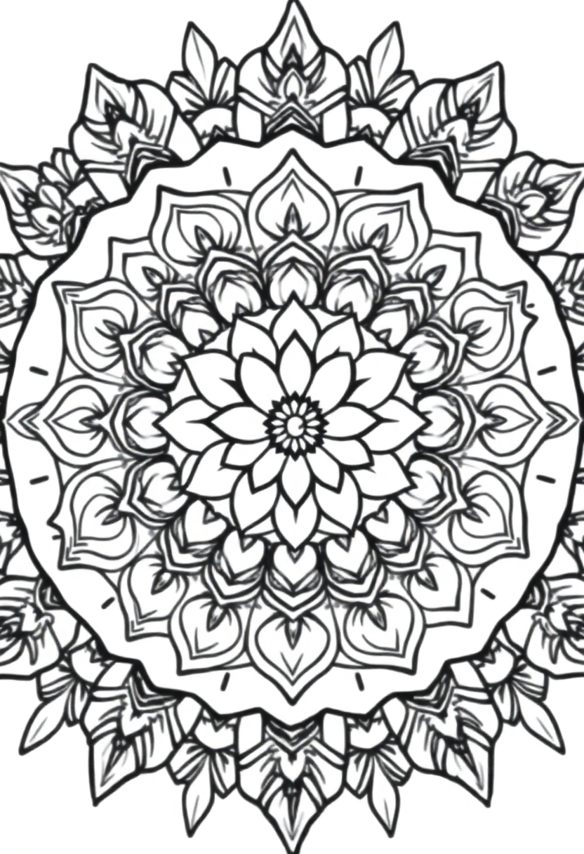 Mandala Rose Garden coloring page, free printable