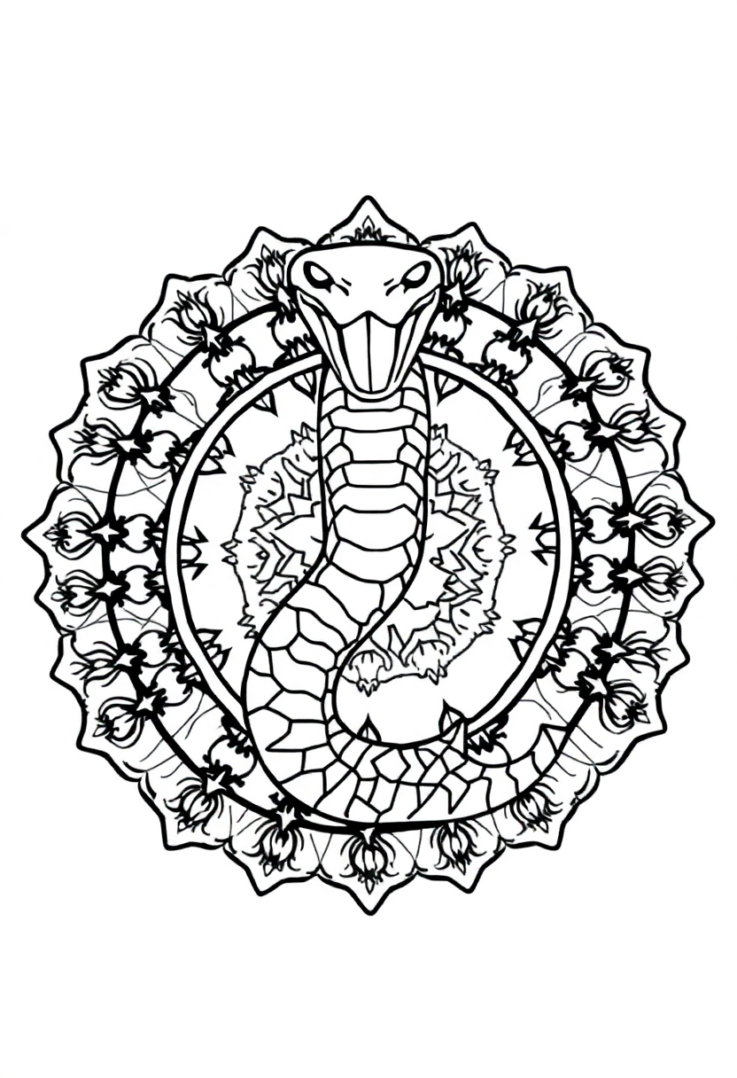 Mandala Snake coloring page for kids