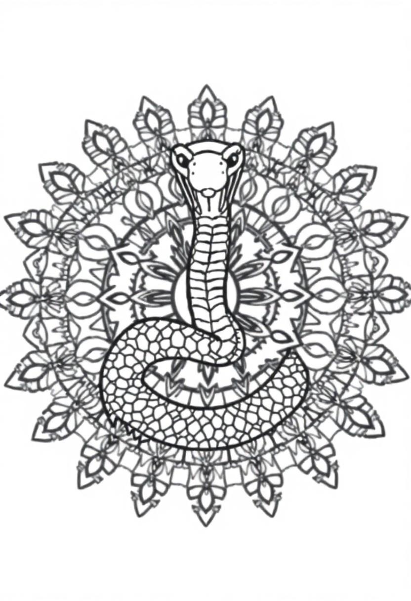 Mandala Snake coloring page for kids