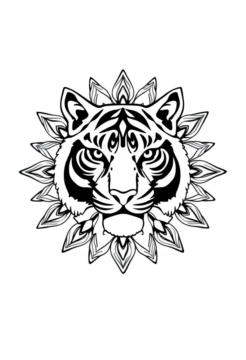 Mandala Tiger coloring page for kids