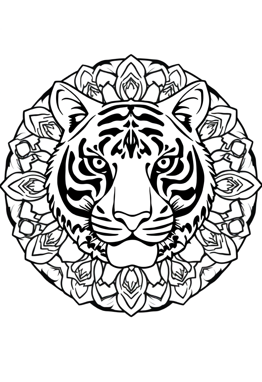 Mandala Tiger coloring page for kids