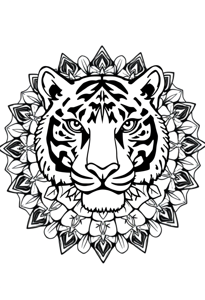 Mandala Tiger coloring page for kids