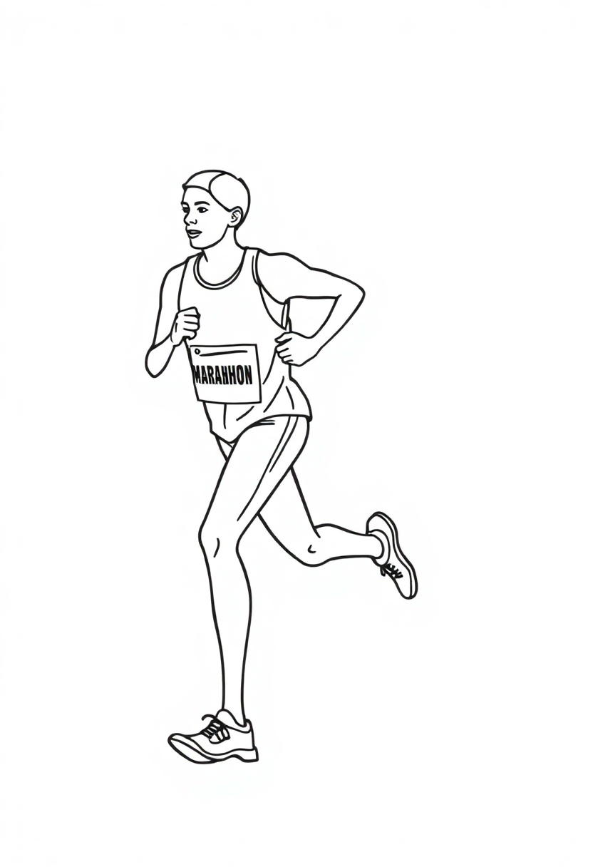 Marathon Runner in Action coloring page, free printable