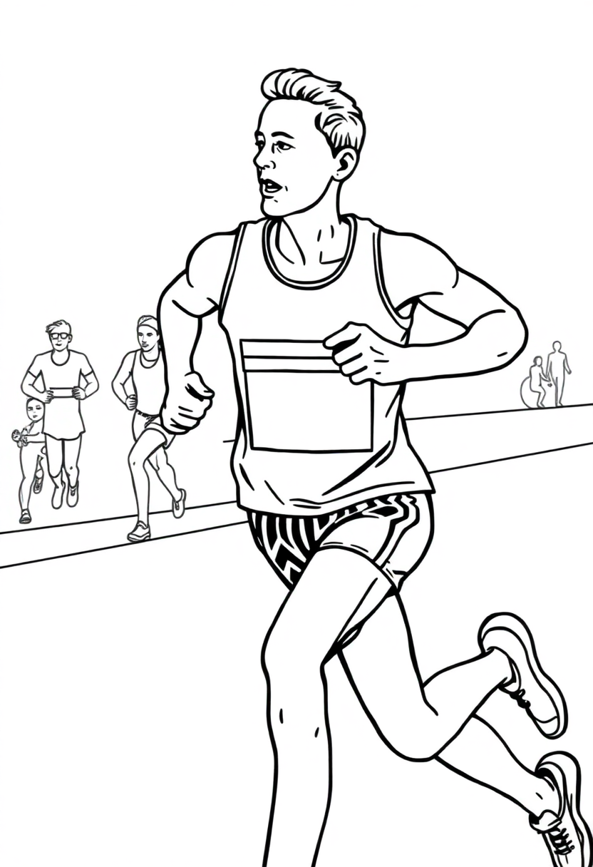 Marathon Runner in Action coloring page, free printable