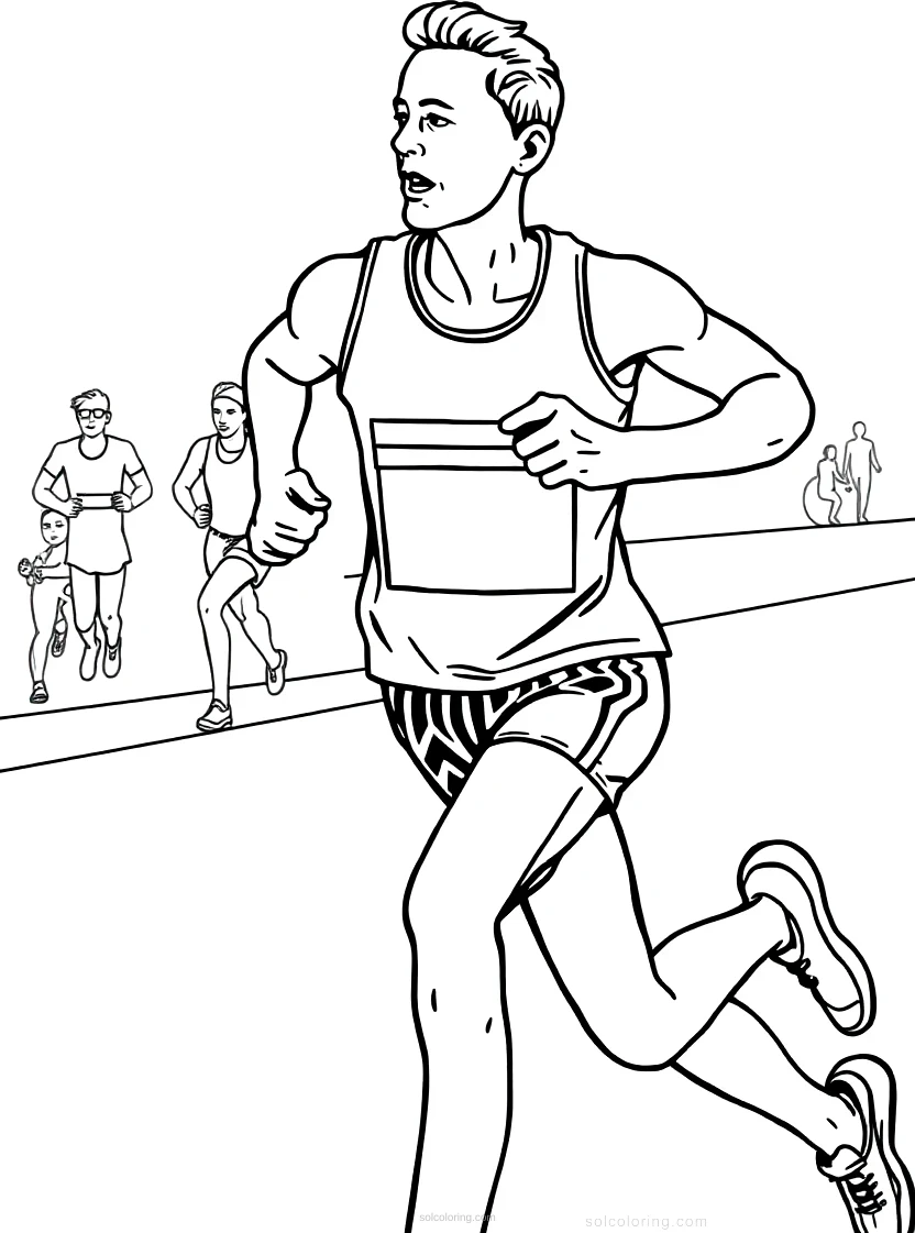 Marathon Runner in Action coloring page for kids