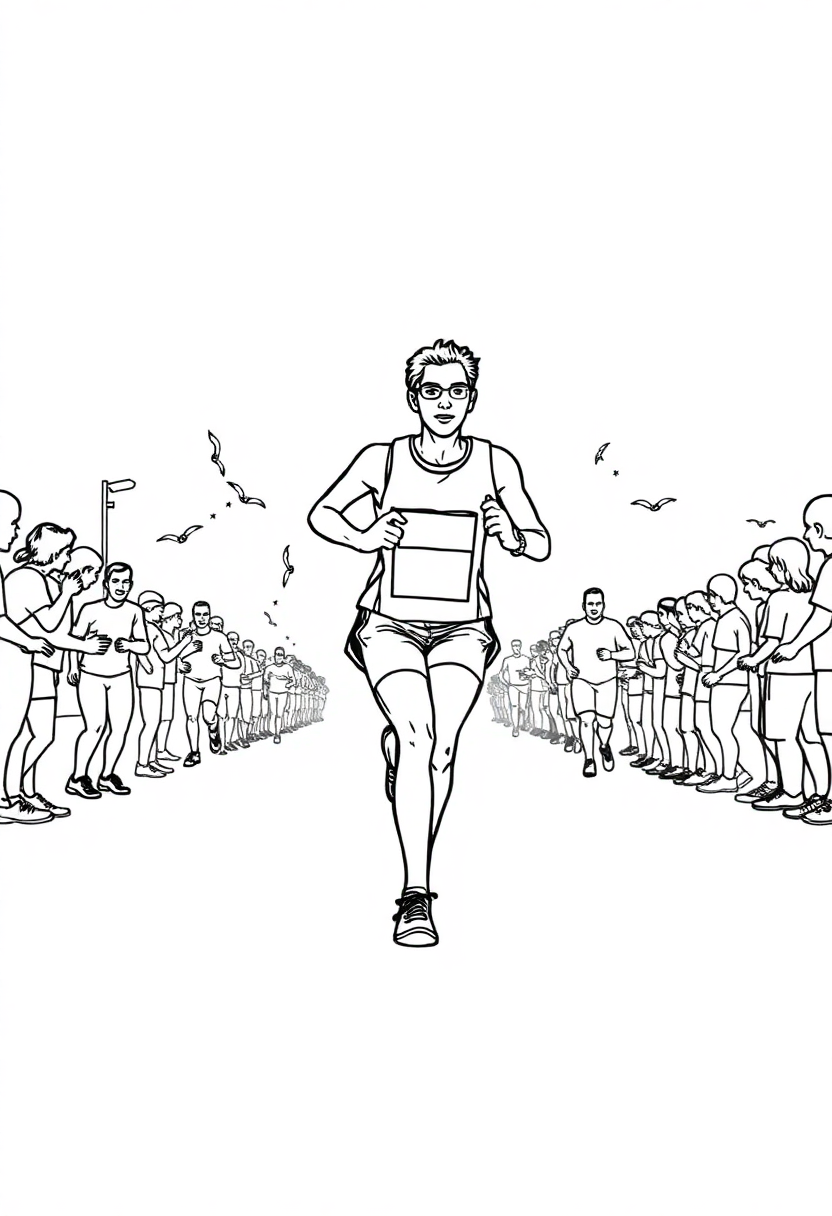 Marathon Runner in Action coloring page, free printable