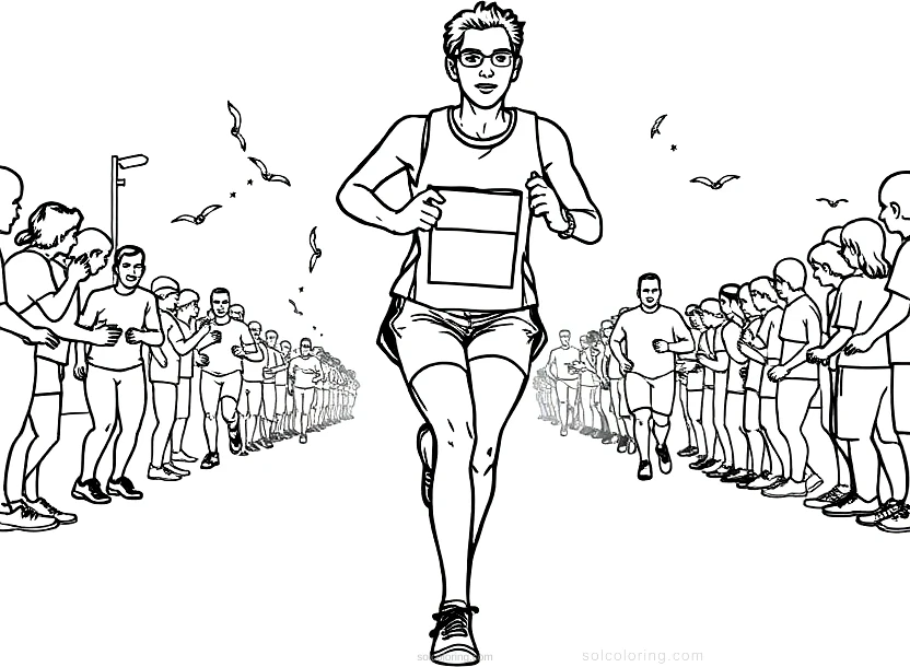 Marathon Runner in Action coloring page for kids