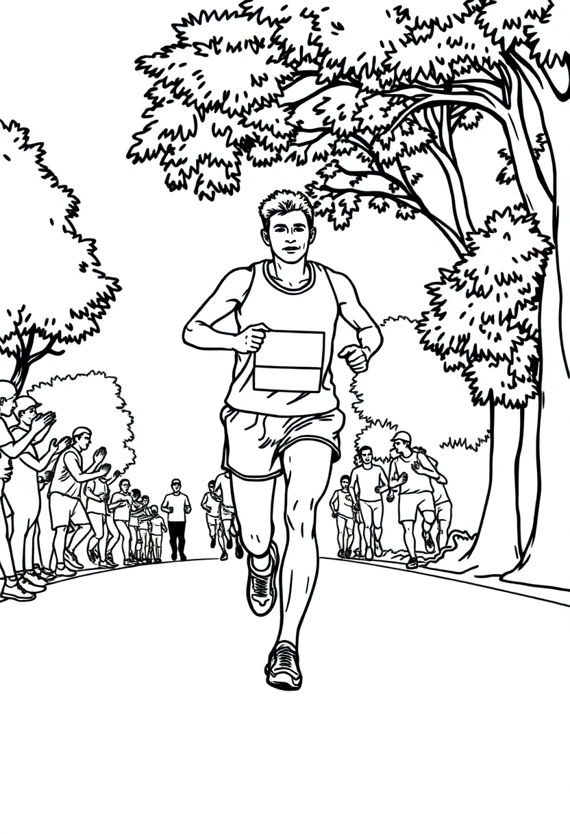Marathon Runner in Action coloring page, free printable