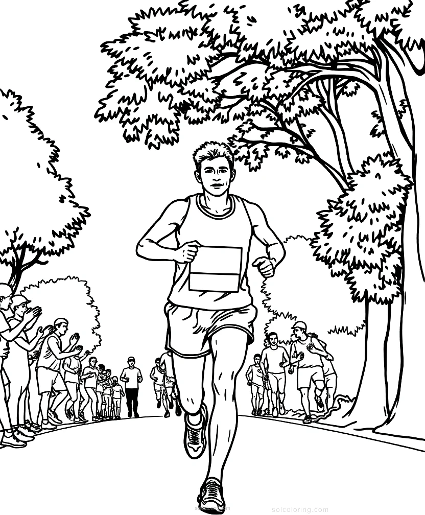 Marathon Runner in Action coloring page for kids