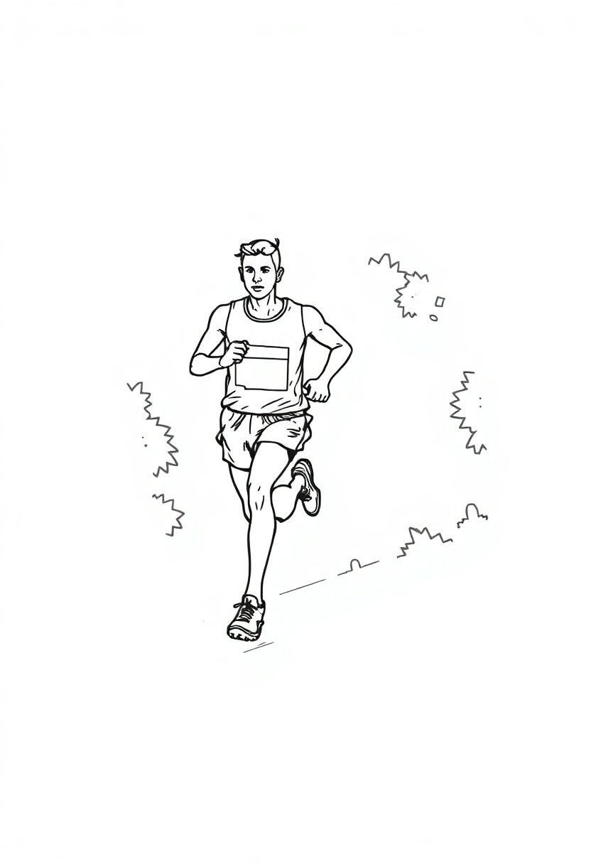 Marathon Runner in Action coloring page, free printable