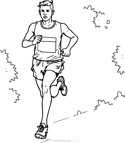 Marathon Runner In Action coloring pages