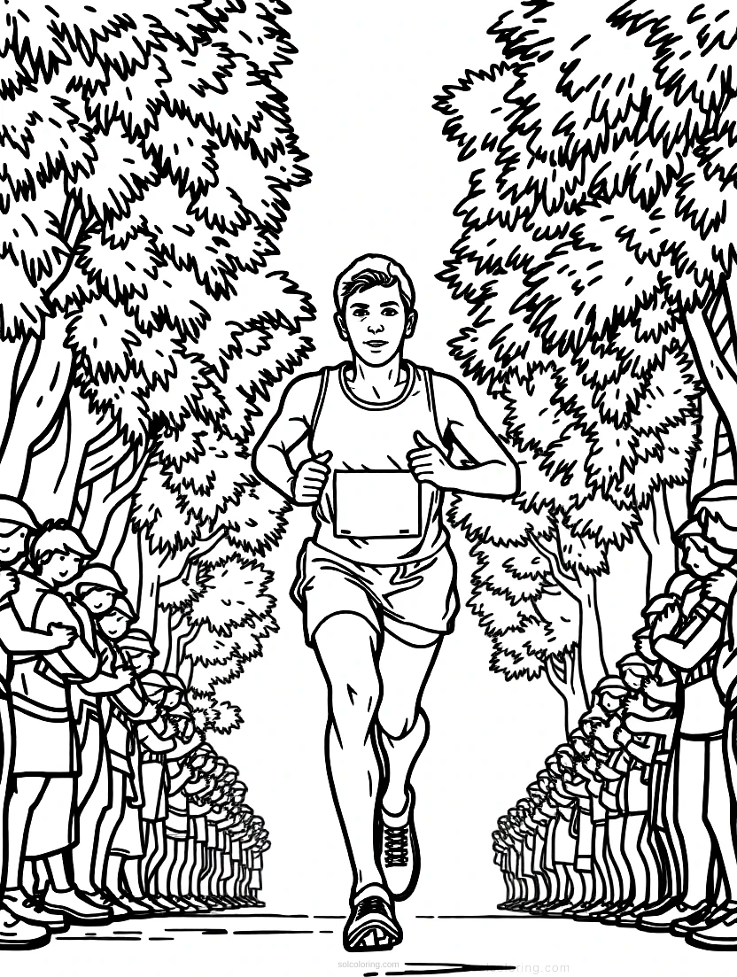 Marathon Runner in Action coloring page for kids