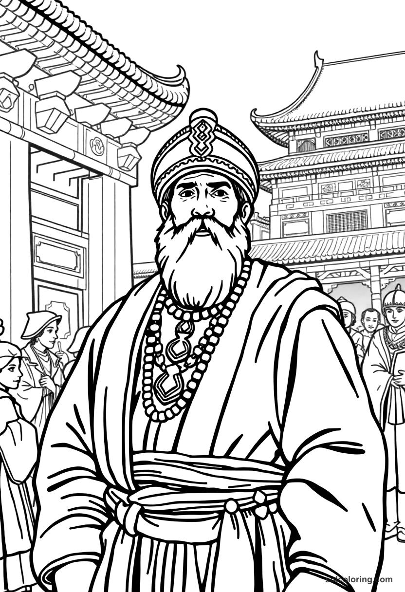 Marco Polo Arriving In Kublai Khan S Court coloring pages