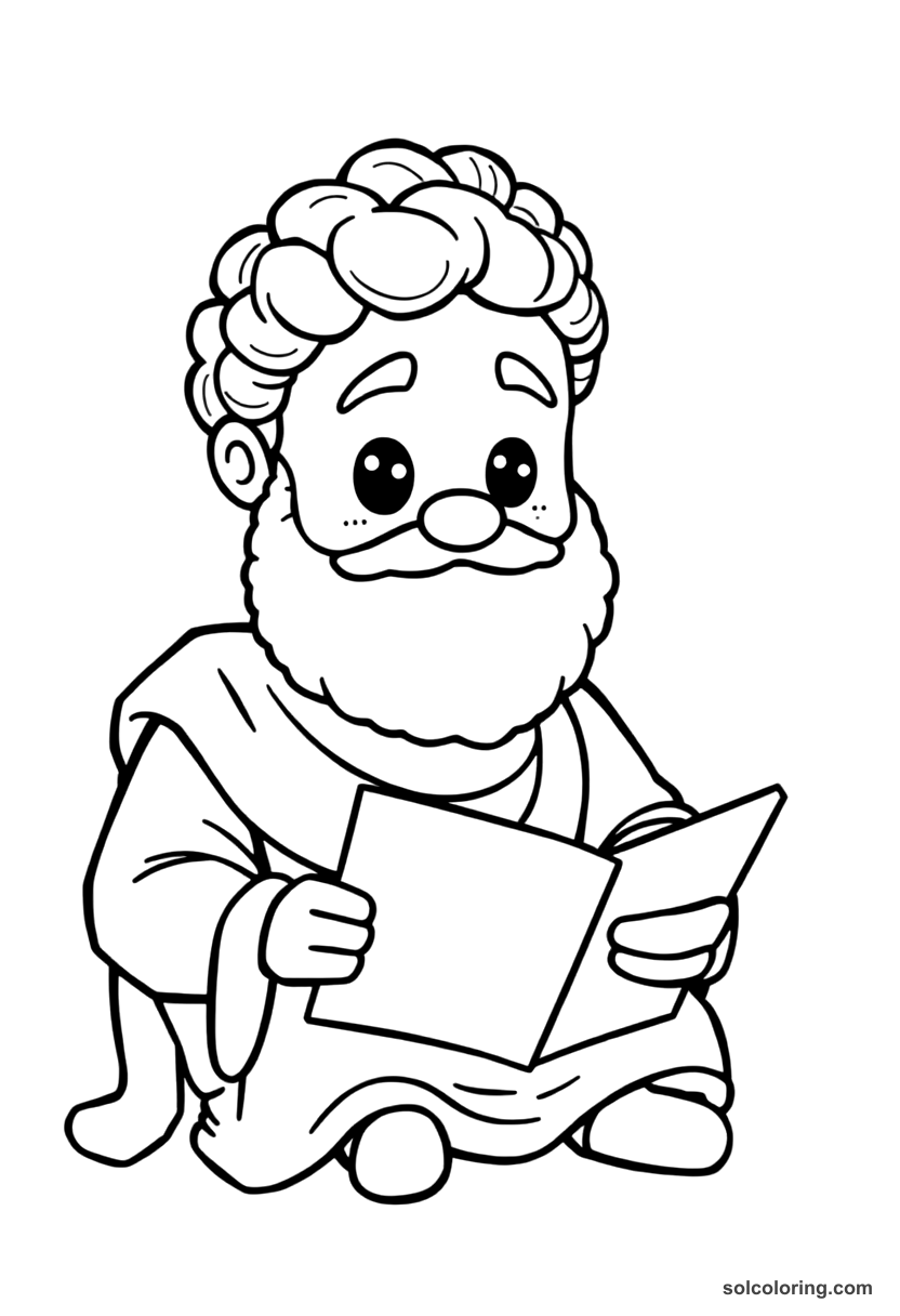 Cute Cartoon Marcus Aurelius Writing His Meditations coloring page, free printable cute cartoon style
