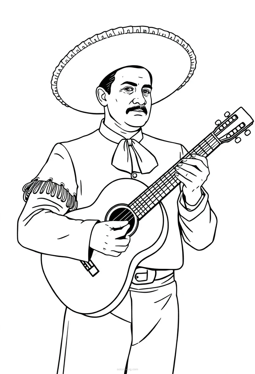Mariachi Musician coloring page for kids