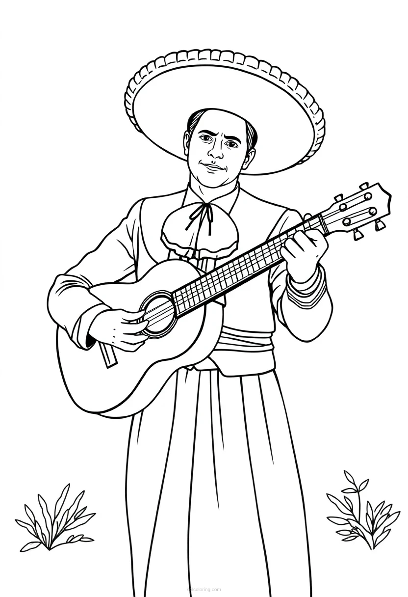 Mariachi Musician coloring page for kids