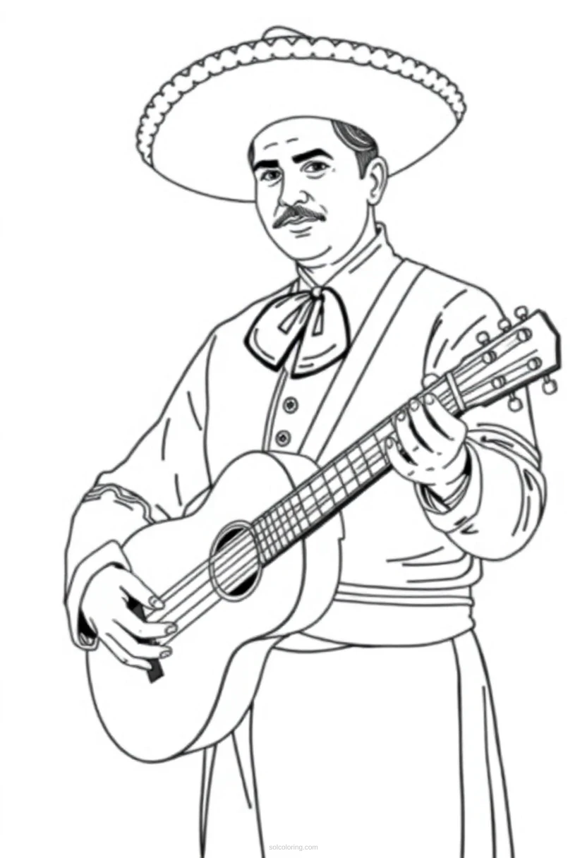 Mariachi Musician coloring page for kids