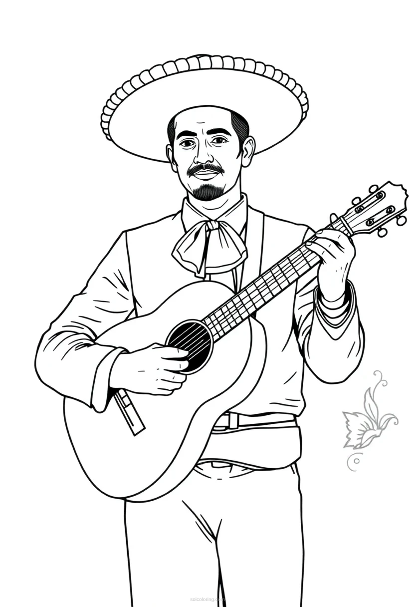 Mariachi Musician coloring page for kids