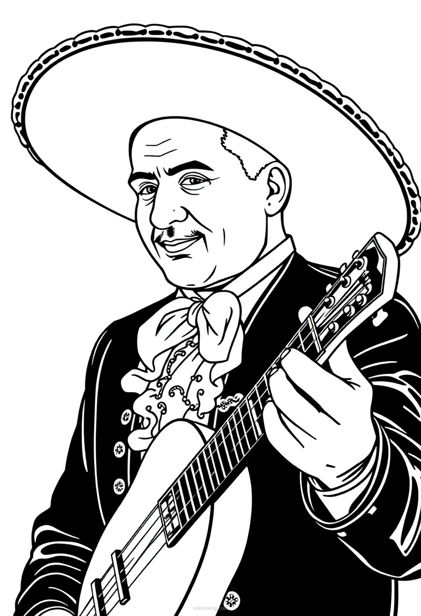 Mariachi Musician coloring page for kids
