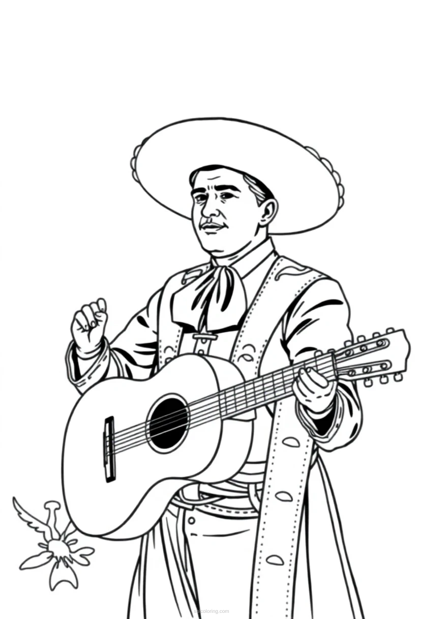 Mariachi Musician coloring page for kids