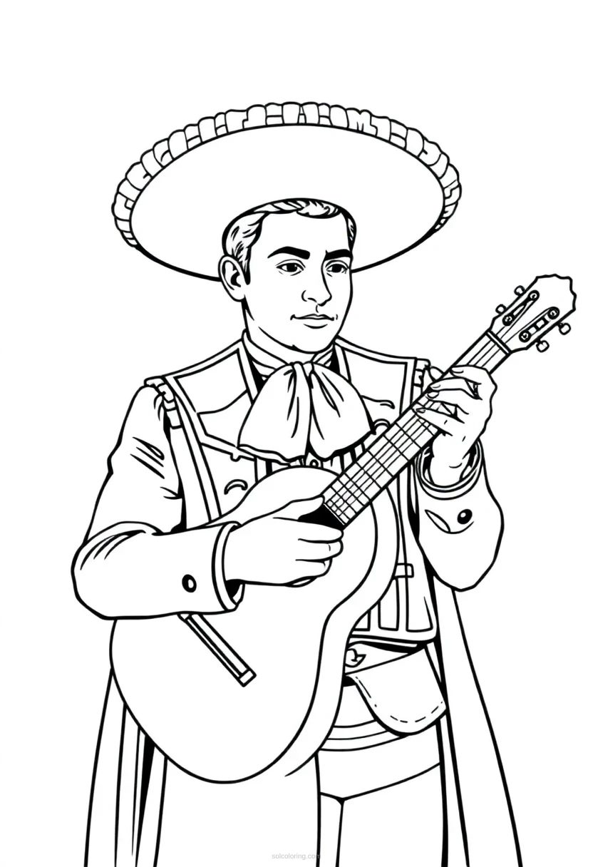 Mariachi Musician coloring page for kids