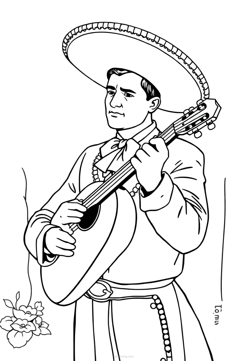 Mariachi Cute Cartoon coloring pages