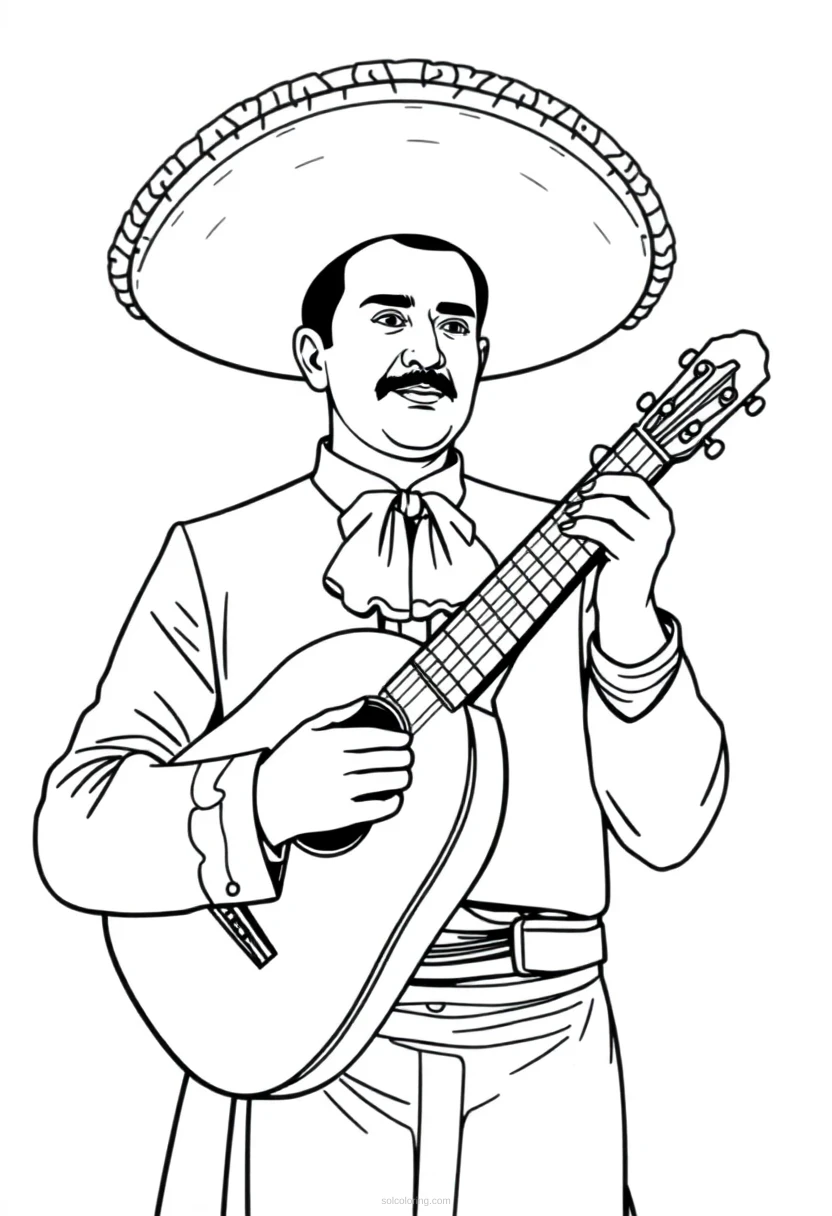 Mariachi Musician coloring page for kids