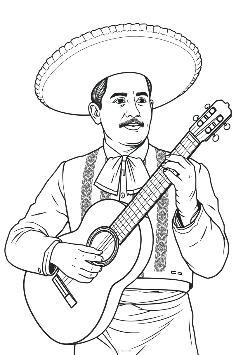 Mariachi Musician coloring page for kids
