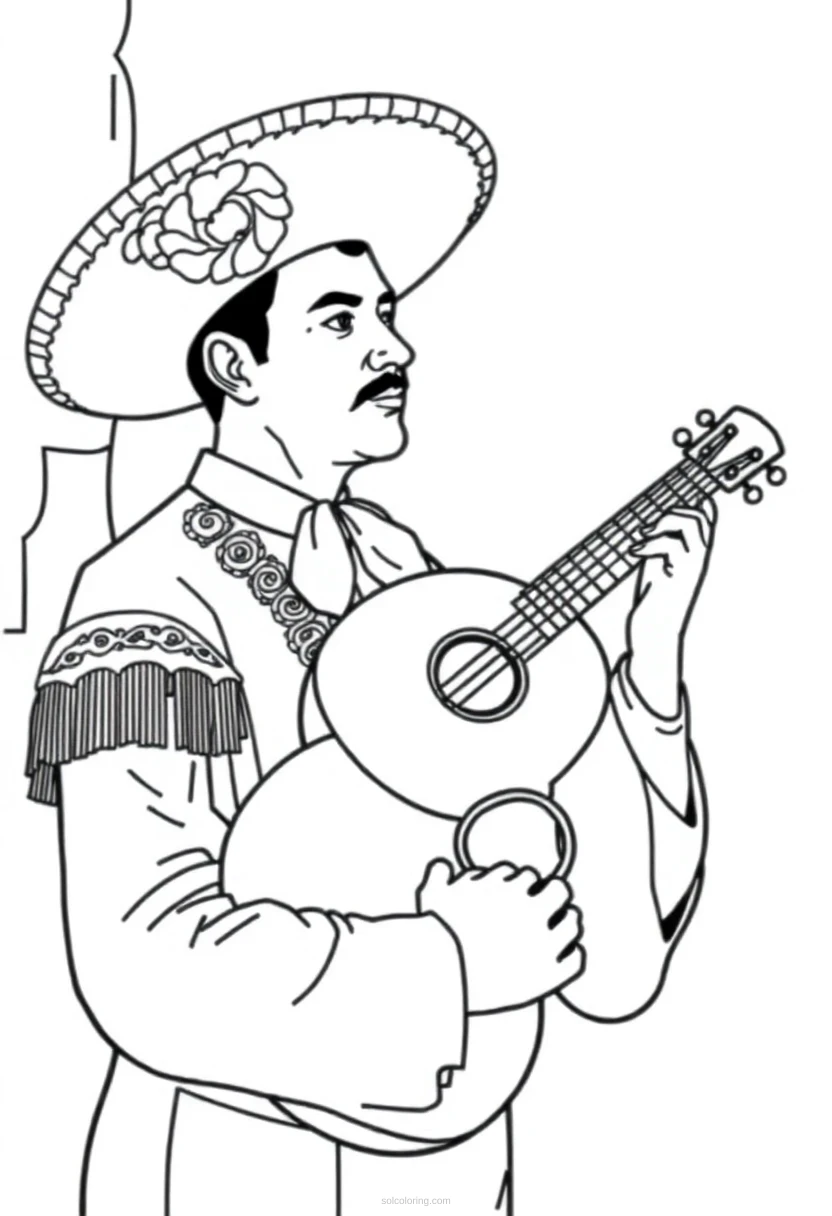Mariachi Musician coloring page for kids