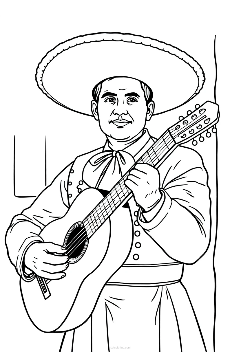 Mariachi Musician coloring page for kids