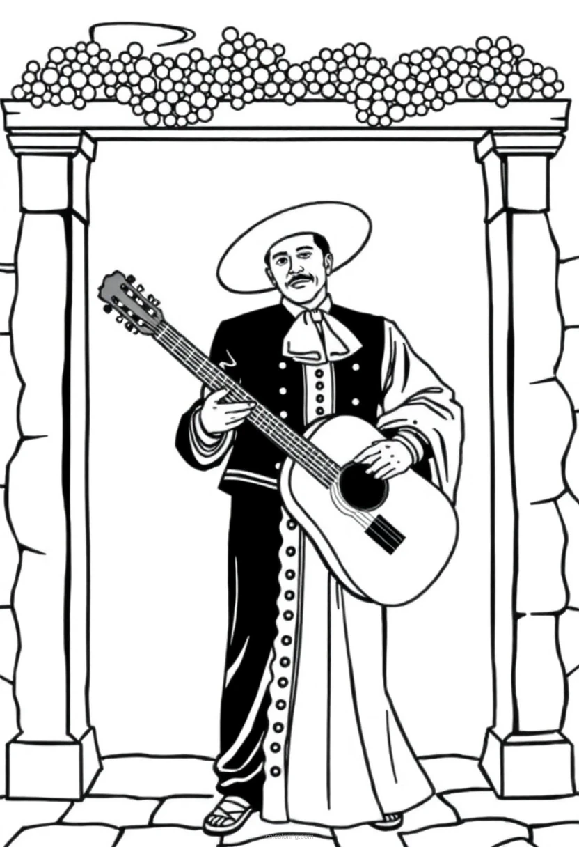 Mariachi Musician coloring page for kids