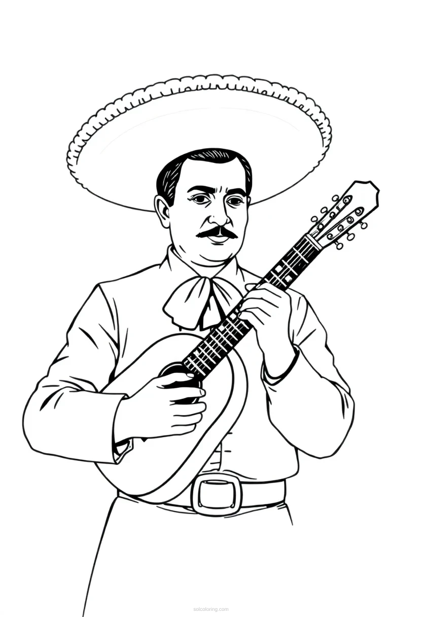 Mariachi Musician coloring page for kids