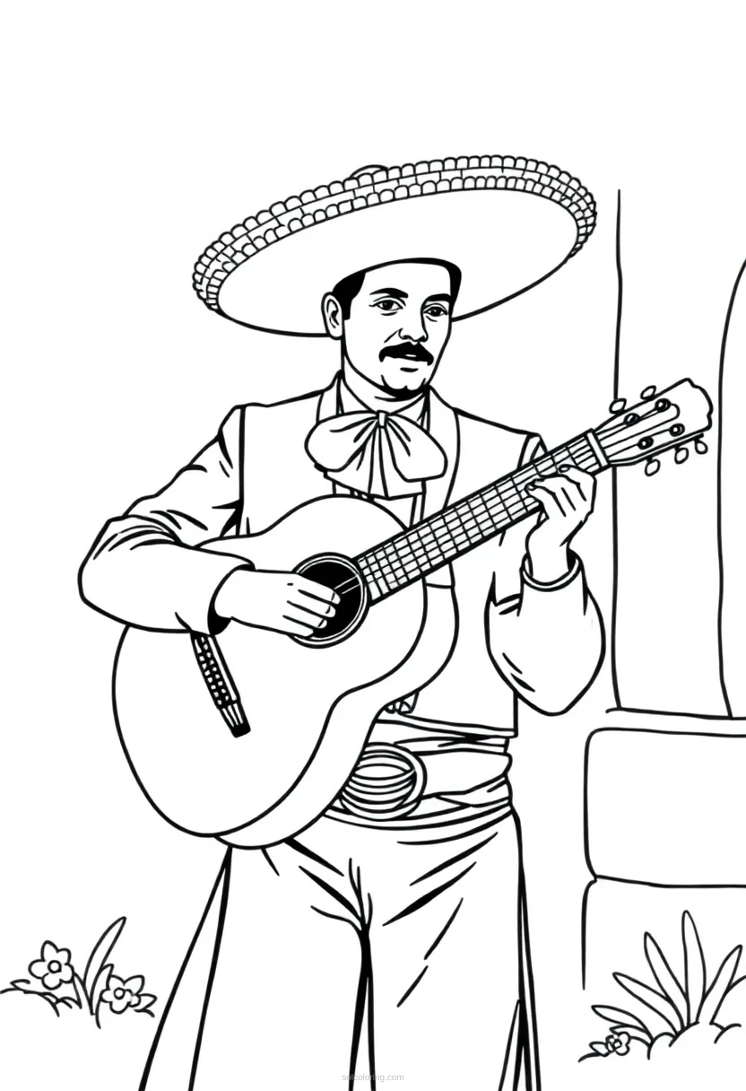 Mariachi Musician coloring page for kids