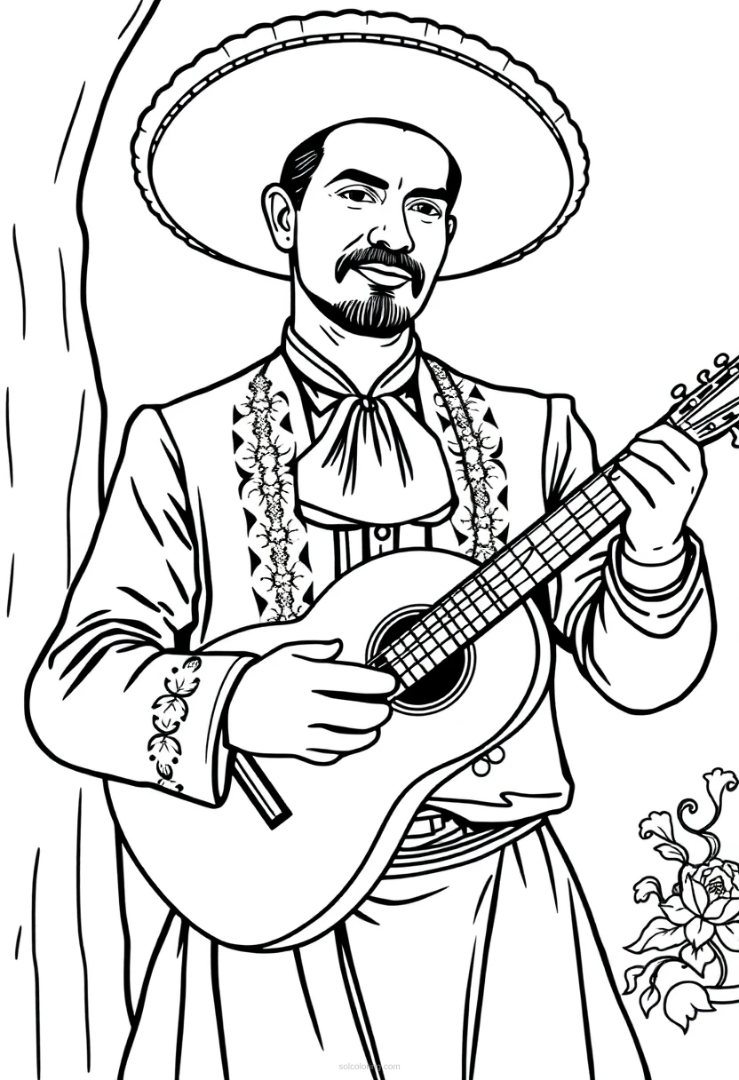 Mariachi Musician coloring page for kids