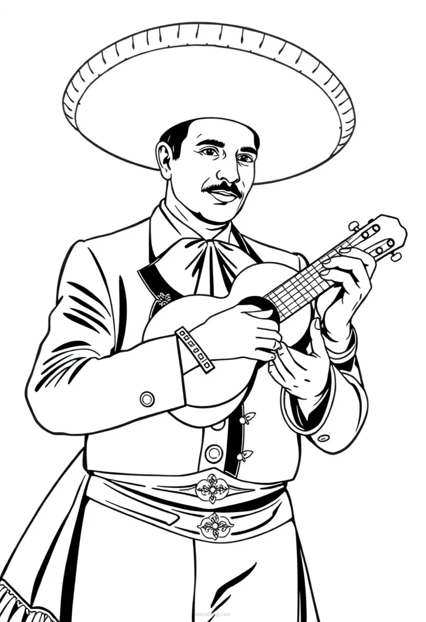 Mariachi Musician coloring page for kids