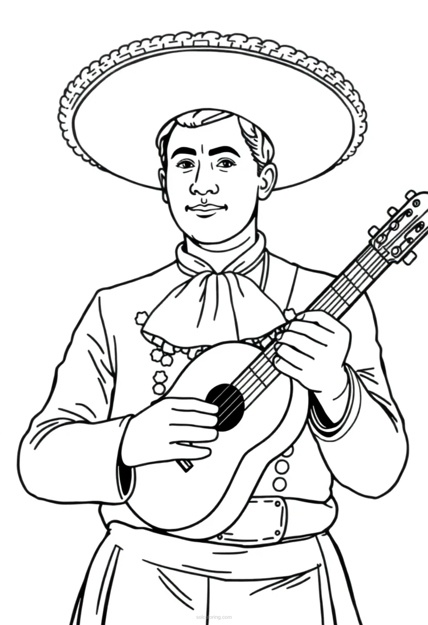 Mariachi Musician coloring page for kids