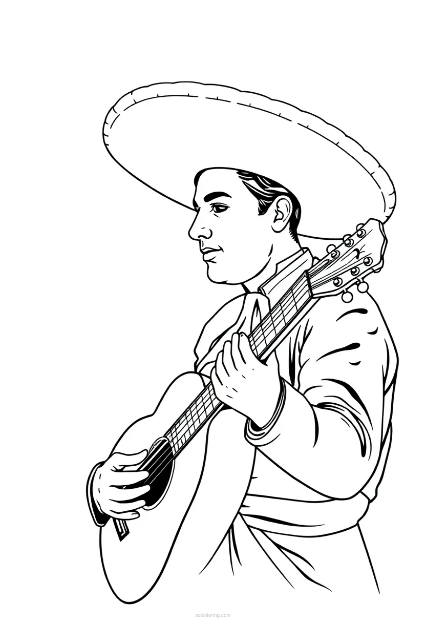 Mariachi Musician coloring page for kids